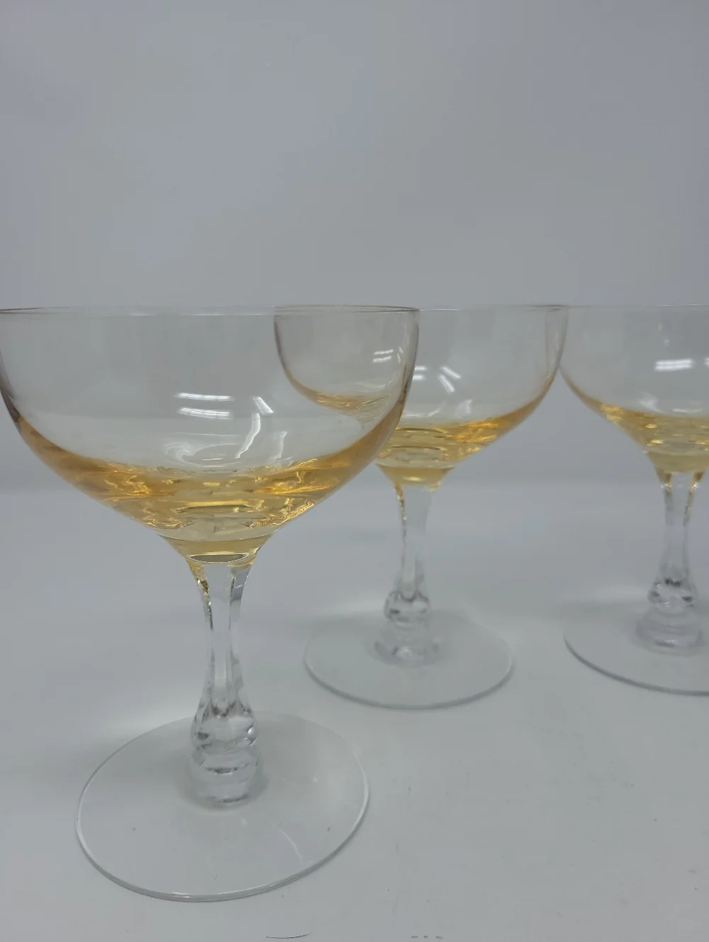 Fostoria Crystal Vogue‎ Gold Tint Champagne Glass Goblets Set of 4